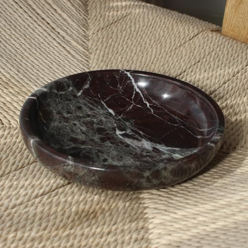 Natural Marble Travertine Ring Dish Jewelry Tray 5.5" for Women, Marble Trinket Dish for Key Earring Nightstand, Mother's Day Engagement Birthday Gift - Rosa Levanto - color: Rosa Levanto