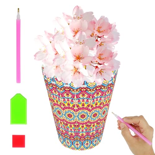 ILYUFO Diamond Art Kits for Adults, DIY Flowerpot Diamond Art, Diamond Painting Kit, Ideal Desktop Ornaments & Thoughtful Female Gifts (Happiness) - color: happiness
