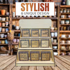 Wooden Portable Retail Table Display Stand Countertop 3 Step Riser Craft Shows, Farmers Markets Tradeshows |No Hardware Assembly Flat Pack Soap Display CBD Jewelry Spices Cups Tumblers Coasters