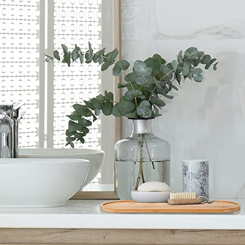 Chengu 3 Pcs Bamboo Vanity Trays for Bathroom Small Wooden Serving Tray for Bathroom Counter Food Appetizer Tea Dessert Kitchen Candle Tissue Toilet Tank Home Decor, 11 x 4 Inch(Oval Edge Style) - style: Oval Edge Style