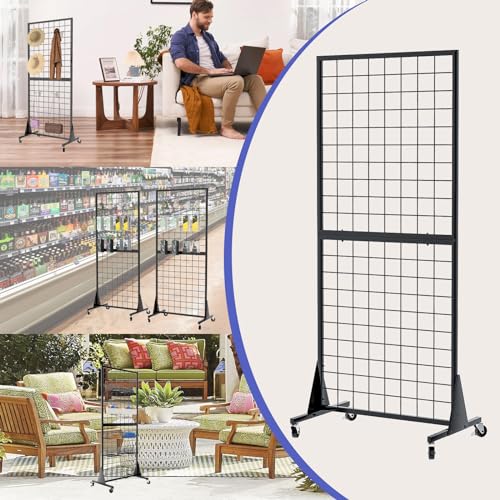 4-Pack 2'x5.5' Ft Gridwall Panel Display Stands Heavy Duty Floor Standing Retail Display Rack with Triangle Base for Retail Art Show With 20 Hooks - size: 4