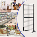 4-Pack 2'x5.5' Ft Gridwall Panel Display Stands Heavy Duty Floor Standing Retail Display Rack with Triangle Base for Retail Art Show With 20 Hooks - size: 4
