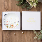 Crisky Initial Jewelry Tray Ring Dish & Gift Box, Ceramic Flower Trinket Dish for Rings Earrings Necklaces Keys, Bridal Shower Engagement Birthday Gift for Women, Friends 4.57" (Gold Foil H - style: Initial H