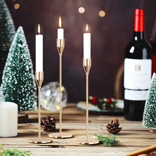 Gold Candle Holders for Taper Candles, FODIENS Set of 12 Metal Candlestick Holders, Decorative Tapered Candle Stick Holder for Wedding Dinning Anniversary Party Table Centerpiece (Gold) - color: Gold