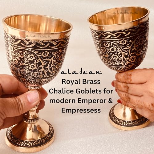 Vintage Chalice Medieval Goblet | 1x Solid Brass Red Wine Glass Cups of Royal King Arthur - Renaissance, Birthday Gifts Christmas Wedding Anniversary Novelty Ceremonial Drinkware (Czar Goblet) - style: Czar Goblet