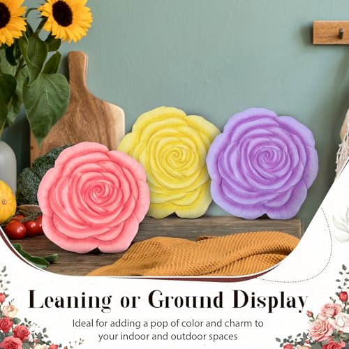 Cinnvoice 3 Pack Garden Stepping Stone Outdoor, Decorative Dimensional Resin Stepping Stones for Patio Pathway Landscaping Walkway Sculpture Yard Backyard Lawn(Rose,10 Inches) - size: 10 Inches, style: Rose
