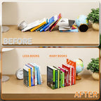 SUOXING 6 PCS Clear Acrylic Book Ends for Shelves Decorative,Invisible Book Stopper with Non-Slip Mats for Heavy Books,Small Acrylic Bookends for Home Office School Supplies and Kids Bookshelf