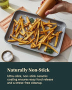 Caraway Non-Stick Ceramic Baking Sheet Trio - Naturally Slick Ceramic Coating - Non-Toxic, PTFE & PFOA Free - 18 x 13" Large, 15 x 10" Medium, & 9" x 13" Small - Black - color: Black, size: Baking Sheet Trio
