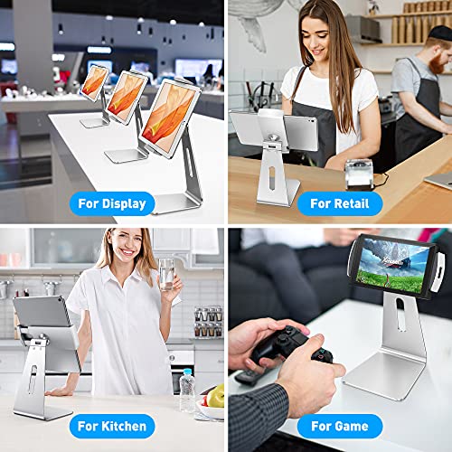 AboveTEK Elegant Tablet Stand, Aluminum iPad Stand Holder, Desktop Kiosk POS Stands for 7-15.6 inch iPad/Portable Monitor, Tablet Mount for Showcase Office Reception Countertop - color: Silver