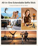 ORICO 41'' Tripod for iPhone, Portable Selfie Stick Tripod, 4-Leg Stable Base with Wireless Remote, Extendable Stand & 360° Rotating Holder, Lightweight for Travel, Vlog & Content Creation - SPN100 - size: 41''