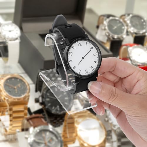 2 Pcs Clear Watch Stand, Acrylic Watch Display Holder, Single Portable Watches Display Stand, Simple Bracelet Holder Stands for Men Women Home Bedroom Office Desk Watches Decoration