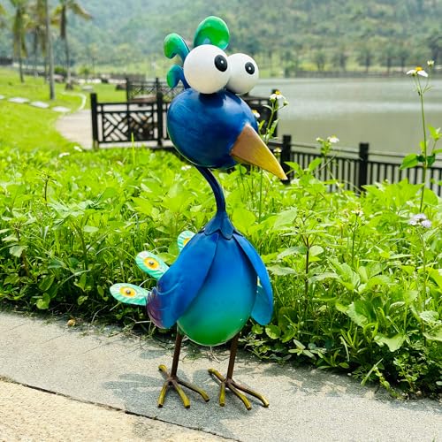 Kircust Peacock Decor Metal Yard Art Outdoor Statues Lawn Decorations Outside Garden Peacocks Decoration for Home - color: Green