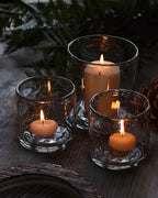 ARIAMOTION Glass Candle Holder Set 3 Clear Seeded Bubbles Modern Farmhouse Centerpieces Coffee Table Rustic Hurricane Cylinders Pillar Votive Tealight - color: Bubbles Clear (Tray)