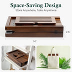 Teak Bathtub Tray, Bath Caddy with Wine Glass Holder, Phone Dock & Book Stand | Hands-Free Reading & Ultimate Spa Relaxation Experience-Brown - color: Classic Brown Teak