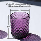 Woho 24pcs Purple Votive Candle Holders, Glass Tea Lights Candle Holder for Wedding Table Centerpiece, Studded Diamond Tealight Candle Holder for Tealight Candles/Votive Candles - color: Deep Purple