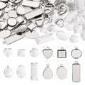 Craftdady Stainless Steel Pendant Cabochon Settings Heart Square Teardrop Flat Round Oval Rectangle Blank Bezel Trays Base Pendant with Glass Cabochons for DIY Earrings Necklace Jewelry - color: Stainless Steel Color 6 Style 2