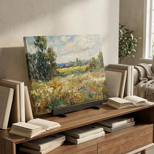 AceOrbit 2 Pcs Display Stand Tile Display Stand for Art Panels Picture Photos Plaques and Warm Glass Art Creations Collectibles Ceramic Tiles Office Trade Show Office, or Gallery(Black,Metal) - color: black