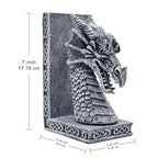 Dragon Bookends for Shelves Set of 2 - Heavy Book Ends Book Supports for Shelves - 4.15 "x 3.25 "x7 Unique Dragon Design Grey（10 Inch - color: Gray