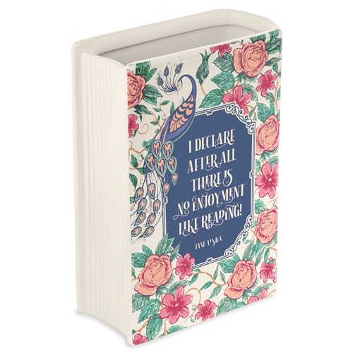 Steel Mill & Co Original Book-Shaped Decorative Vase, Ceramic Vases for Home Decor, Cute Bookshelf Decor, Unique Vase for Book Lovers (Large - Pride and Prejudice) - color: Pride and Prejudice