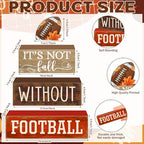 Yuntau 4 Pcs Football Fall Table Decorations Football Tiered Tray Decor Rustic Autumn Wooden Blocks Sign It's Not Fall Without Centerpiece Decorative Faux Book Sign for Room Coffee Table Mantel Shelf - style: Football Fall