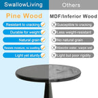 SwallowLiving Black Side Table, 25" Tall Small Round End Table for Small Spaces, Solid Pine Wood Pedestal Drink Table, Narrow Accent Table for Living Room, Bedroom & Entryway, Matte Black Finish - color: Black Spindle