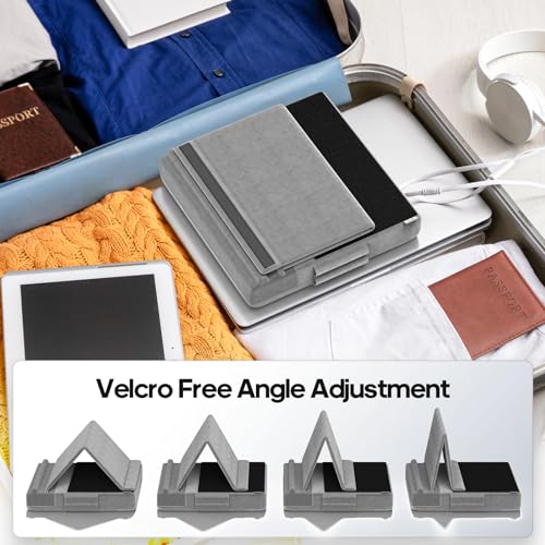 KDD Tablet Pillow Stand, Multi-Angle Viewing Ipad Holder for Lap, Bed and Desk, Foldable Soft Pad Dock with Stylus Mount Compatible with Ipad Pro 12.9, 10.5, 11, Air, Mini, Phones, Books, E-Reader - color: Grey
