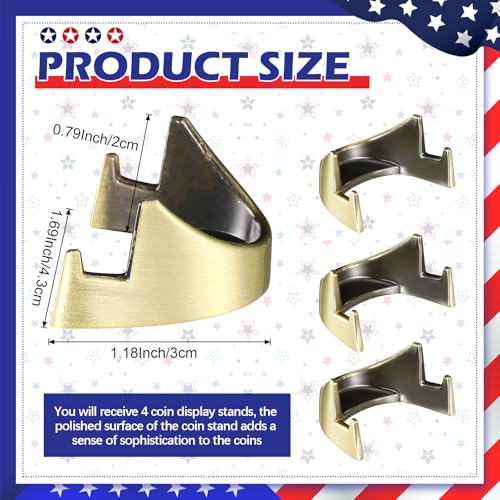 Yaocom 4 Pcs 1.69 Inch Metal Challenge Coin Display Stand Military Coin Holder Medallion Token Holder for Veterans Collectors Fits 2 Inches and up Coins Pocket Watches Medals (Bronze) - color: Bronze