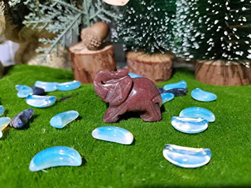 QINJIEJIE Crystals Elephant Decor Cherry Quartz Cute Desk Stones Statue Polished Natural Gemstones Luck Decoration Home Room Office Pocket Figurine Meditation Spiritual Gem Gift for Women - color: Cherry Quartz