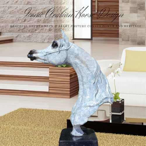 15 in White Bronze Arabian Horse Head Sculpture – Handmade Patina Equestrian Art Bust with Unique Texture, Pure Bronze Horse Statue for Luxury Decor, Gallery & Collectors