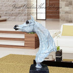 15 in White Bronze Arabian Horse Head Sculpture – Handmade Patina Equestrian Art Bust with Unique Texture, Pure Bronze Horse Statue for Luxury Decor, Gallery & Collectors