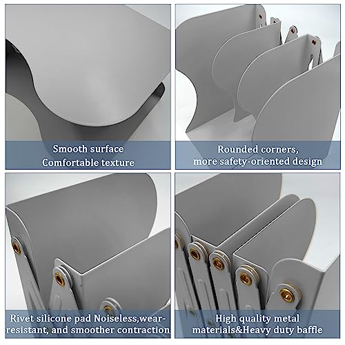 Adjustable Bookends, 19 inches 2 Dividers Heavy Duty Metal Book Holders, Book Storage Rack, Desk Organizer Magazine File Holder for Office, School, Bookstore and Home, Grey - color: Grey-1