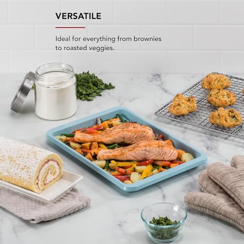 KitchenAid 9x13in Nonstick Aluminized Steel Baking Sheet, Mineral Water - color: Mineral Water, size: 9 x 13 Inch