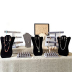 14 Inch Tall Black Velvet Necklace & Earing Display Stands for selling, Foldable Jewelry Display Stands for Shows.(set of 6)