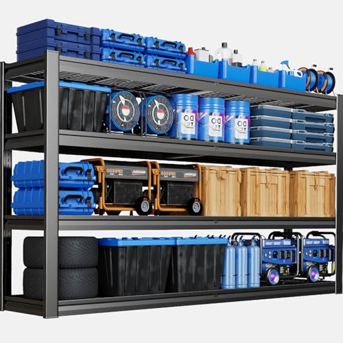 67" W Garage Shelving Heavy Duty, 4 Tier Garage Shelves, 68" H Adjustable Storage Shelving Unit, Commercial Metal Shelves for Warehouse, Basement, Shop, 67" W x 20" D x 68" H - size: 68"Wx20"Dx68"H | 4 Tier
