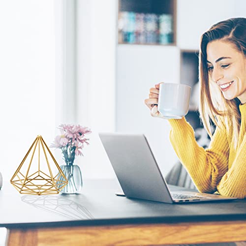 HLQMFHT 6 inches-Bright Gold Iron Sphere-Diamond Shape, Geometric Sculpture Decorative Sphere,Tabletop Decorations for Living Room, Study，Bedroom，Modern Home Decor Accents - color: Gold-c