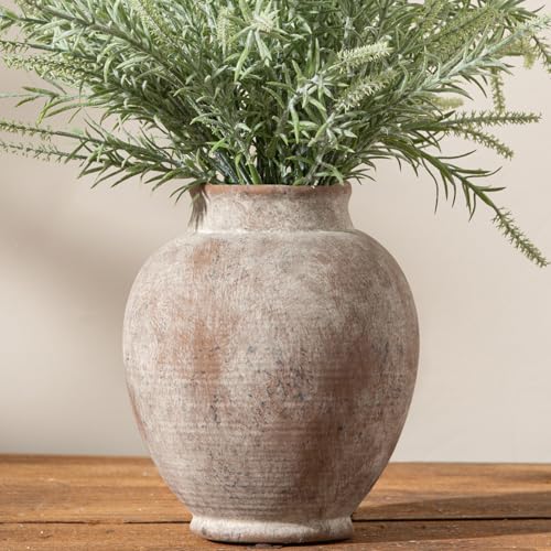 Ceramic Flower Vases Home Decor, Rustic Farmhouse Decorative Vase Pottery Pampas Grass Vases for Decor Table Living Room Entryway Mantel Bookshelf Bedroom Bathroom Kitchen - 7.4 Inch Rustic - color: 6.7"h - Rustic