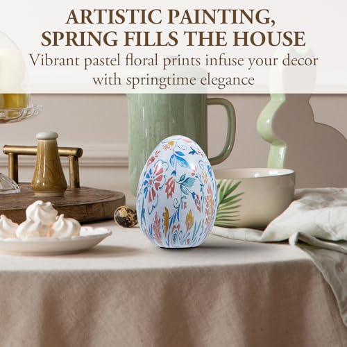 MyGift 6 Inch Tall Resin Decorative Egg with Vibrant Multicolor Artistic Floral Print, Spring Pattern Home Decor Small Tabletop Centerpiece Easter Decoration - color: Multicolored