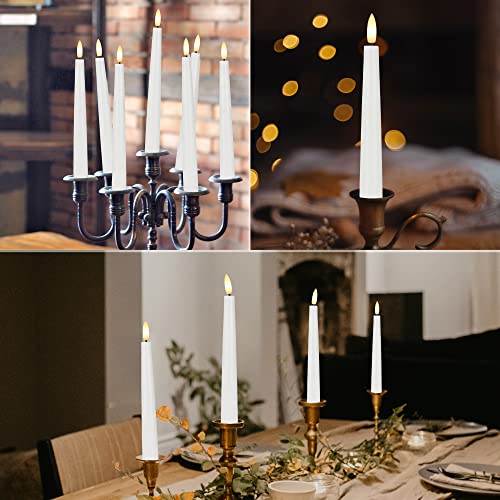 Flameless Taper Candles with 3D Wick, 9.6" Real Wax LED Candles with Remote and Timer, 3 Pack Flickering Candlesticks Battery Operated, Classic Tall Taper Candles for Home, Wedding, Party, White - color: White