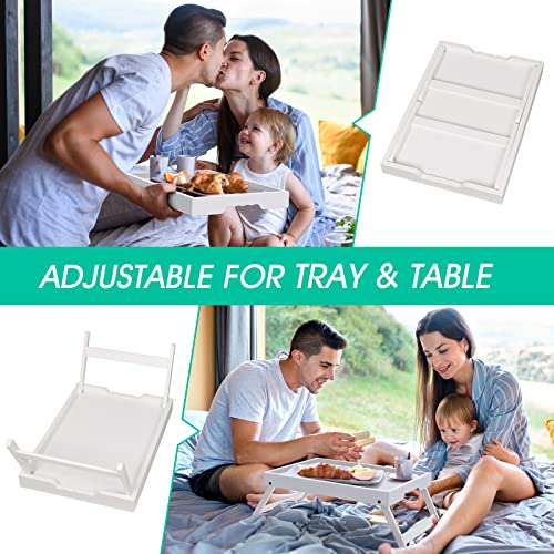 Artmeer Bed Tray Table with Folding Legs,Bamboo Breakfast in Bed for TV Table, Laptop Computer Tray,Eating,Snack Tray White 2 Pack(White) - color: White, size: Medium (Pack of 2)