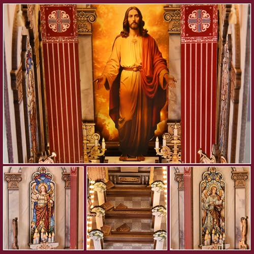 Book Nook Kit, Simple Booknook Bookend, Miniature Dollhouse House Kit for Beginner, DIY 3D Puzzle Model with LED Light and Dust Cover - Jesus Christ Church Cathedral - style: Cathedral