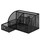 Amazon Basics Pen Holder and Desk Organizer, Office Supplies Storage Caddy, 9.1" x 5.9" x 5.5", Black - style: Pen Holder Organizer