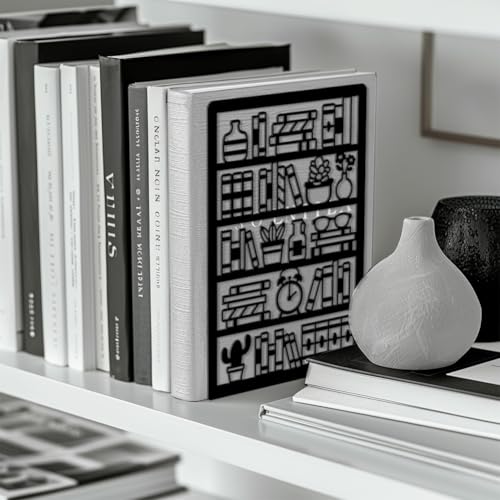 Peacoblue Metal Bookends for Shelves, Modern Decorative Heavy Duty Study Book Ends Stoppers for Office, Desk, Shelf, Room 5.3"x4.3"x7.9" Cast Iron Simple Tall Bookends 1 Pair (Bookshelf) - style: Bookshelf