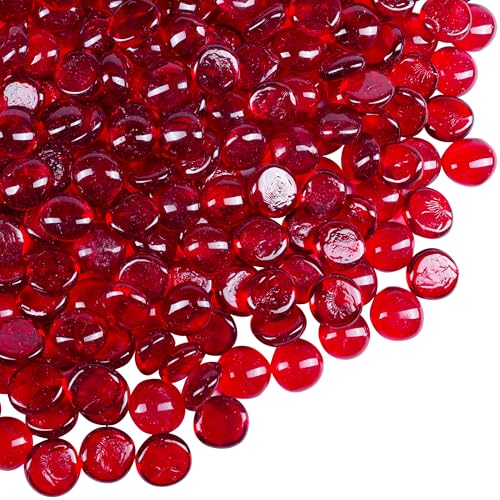 Galashield Flat Glass Marbles for Vases Red Glass Gems Beads Pebbles Vase Filler (1 LB, Approx. 105 PCS) - color: Red, size: 1 LB