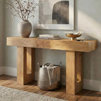 FURSUN 63" Farmhouse Console Table with Drawers, Narrow Sofa Table Behind Couch, Slim Entryway Table with Storage for Hallway, Living Room, Natural Oak - color: Natural Oak