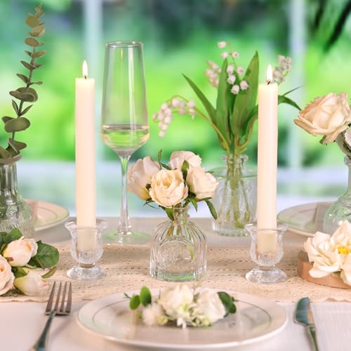 10pcs Clear Candlestick Holders, Glass Taper Candle Holders for Table Centerpiece Decor, Wedding, Birthday, Gift - color: Clear