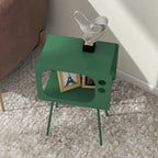 homary Modern End Table TV Shape Side Table, Metal Hollow Accent Table in Fresh Green, Narrow Sofa Table for Living Room Bedroom Apartment Decor (Green)