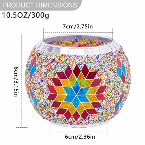 Rancco Handmade Mosaic Glass Tealight Candle Holder Set - 4 Pack with 10.5 oz Long-Lasting Soy Wax Scented Candles - Perfect Aromatherapy Gifts for Women, Moms, Birthdays, Spa Days, and Christmas - color: CC Multi-color