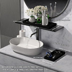 BBK Bathroom Vanity Tray- 2 Pack (7.8" and 11.8") Silicone Bathroom Tray for Counter, for Perfume Key Trinket Ring Soap Organization - Black - color: Black (Small & Large)