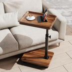 C Table End Table Adjustable Height, 360°Swivel TV Tray Table for Small Spaces, Side Tables with Wheels for Living Room and Bedroom, Bed (Walnut) | Adjustable Height, 360°Swivel, for Small Spaces, Couch Tables, That Slide Under, with Wheels - color: Walnu