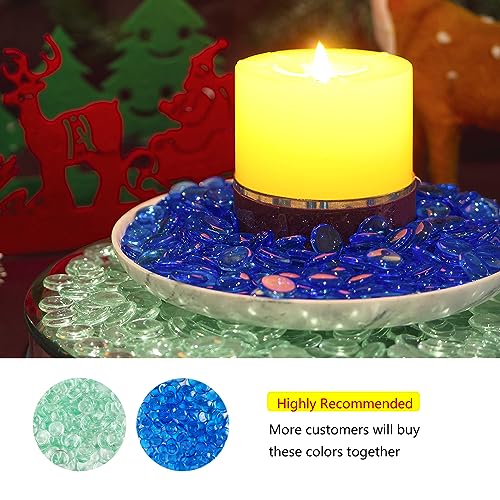 HappyFiller 630 PCS Acrylic Flat Marbles Fake Crystal Gems for Glass Vase Fillers, Crafts,Party Confetti,Wedding Centerpieces,Fairy Garden Gemstone Beads with Vibrant Royal Blue Color - color: Cobalt Blue